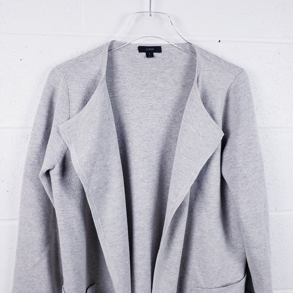 J.Crew Juliette Collarless Sweater-Blazer J6339 Gray Long Length Size Small - Picture 3 of 7